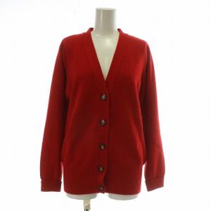 カーディガン ウール カシミヤ M レッド