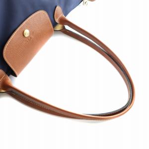 Longchamp Le Pliage Miaou プリアージュ トートバッグ ハンド ロゴ ナイロン レザー 紺 ネイビー