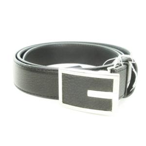 ベルト レザー 本革 鹿革 牛革 シルバー金具 スクエアバックル 黒 ブラック 412012 /AH2