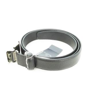 Aquascutum ベルト レザー 本革 鹿革 牛革 シルバー金具 スクエアバックル 黒 ブラック 412012 /AH2