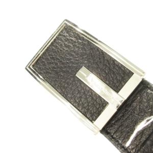 Aquascutum ベルト レザー 本革 鹿革 牛革 シルバー金具 スクエアバックル 黒 ブラック 412012 /AH2