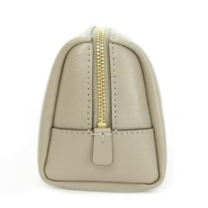 TORY BURCH ポーチ レザー ロゴ ゴールド金具 グレージュ /AO8 GY11