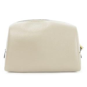 TORY BURCH ポーチ レザー ロゴ ゴールド金具 グレージュ /AO8 GY11