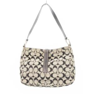 COACH ワンショルダーバッグ ハンドバッグ 肩掛け キャンバス レザー シグネチャー 黒 ブラック ベージュ F13067