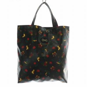 ハンドバッグ トート レザー 花柄 総柄 ロゴ オープントップ 黒 ブラック /XZ GY11