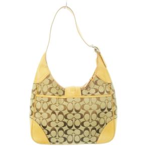 COACH ワンショルダーバッグ ハンドバッグ 肩掛け キャンバス レザー シグネチャー ベージュ 8K03 /AH13