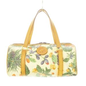 ハンドバッグ ミニボストン レザー フルーツ柄 総柄 ベージュ /AH20 GY18