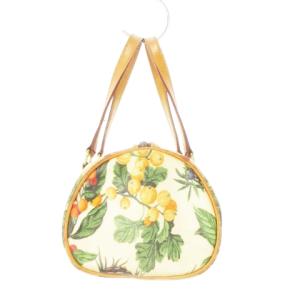 HUNTING WORLD ハンドバッグ ミニボストン レザー フルーツ柄 総柄 ベージュ /AH20 GY18