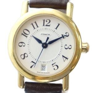 腕時計 ウォッチ クォーツ ロゴ レザーベルト カレンダー付き 白文字盤 ゴールド色 W005 GY18