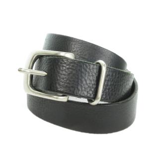 ベルト レザー シボ革 バックル 黒 ブラック シルバーカラー /MN5 GY18