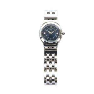 SWATCH irony 腕時計 ウォッチ クォーツ ロゴ 青文字盤 ラインストーン シルバー色 GY18 /MQ
