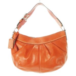 ハンドバッグ ワンショルダー レザー 革 ロゴ型押し タック オレンジ F13730 /CK17 GY18