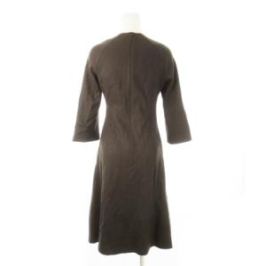 SYBILLA ワンピース ロング丈 七分袖 ウール タック シーム M 茶 ブラウン /CK29 GY18