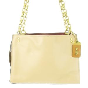 ローグトートショルダー ハンドバッグ ワンショルダー レザー 革 ロゴチェーン  ベージュ 27054