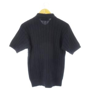 RALPH LAUREN ニットポロシャツ 半袖 リブ ポニーロゴ刺繍 コットン M 紺 ネイビー /CK18 GY18