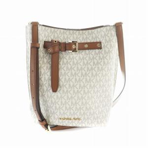 エミリア EMILIA ショルダーバッグ 斜めがけ PVC ロゴ 総柄 茶 ブラウン 白 ホワイト 35H0GU5M5B