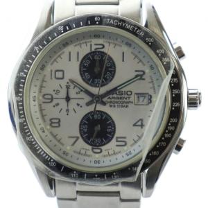 アージェント 腕時計 ウォッチ クォーツ 白文字盤 クロノグラフ カレンダー付き ロゴ シルバー色 ARG-500D-7AJF