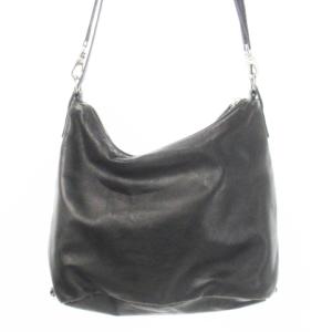 Agnes b. VOYAGE ショルダーバッグ 2way リュックサック デイパック レザー 革 ロゴプレート 黒 ブラック /CK15