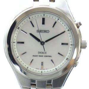 ジャンク品 ドルチェ 腕時計 ウォッチ 電波ソーラー シェル文字盤 ロゴ シルバー色 5B21-0AC0