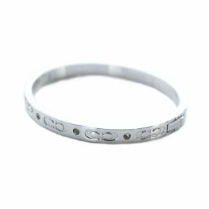 バングル ブレスレット アクセサリー ロゴ ストーン シルバー色 GY18 /MQ