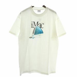 90s Apple iMac 企業T Tシャツ カットソー 半袖 クルーネック ロゴ プリント L 白