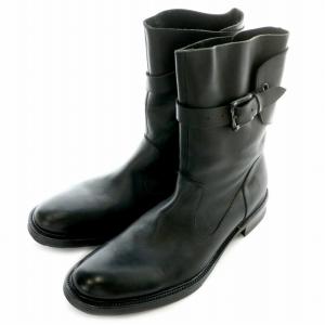 エンジニアブーツ ロング レザー 皮革 ベルト ジップ 42 26.5 黒 ブラック 5291005006