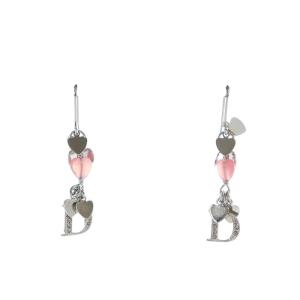 ピアス アクセサリー 両耳用 ハート Dロゴ チャーム ラインストーン シルバー色 GY11 /MQ OH