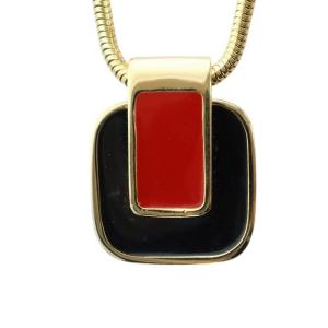 ネックレス アクセサリー ペンダント ツートーン 蛇腹チェーン ロゴ刻印 ゴールド色 GY11 /MQ