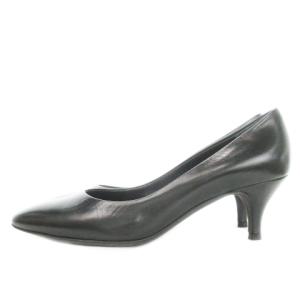 ELPIDIA パンプス ミドルヒール ポインテッドトゥ レザー 37 24cm 黒 ブラック /AH2