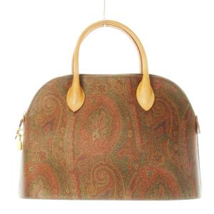 カデナバッグ ハンドバッグ 2way ショルダーバッグ PVC レザー 革 ペイズリー 茶 ブラウン /CK7