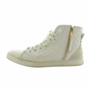 パンチーライン スニーカー レザー ハイカット モノグラム 型押し ロゴ 36 23cm 白 ホワイト