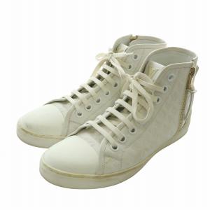 LOUIS VUITTON パンチーライン スニーカー レザー ハイカット モノグラム 型押し ロゴ 36 23cm 白 ホワイト