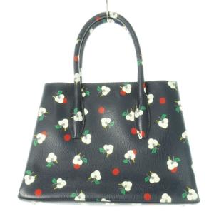kate spade new york エヴァスモールサッチェル ハンドバッグ 2way ショルダーバッグ PVC レザー 革 花柄 ロゴ 紺
