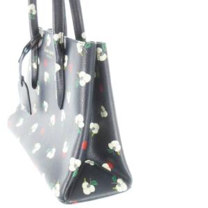 kate spade new york エヴァスモールサッチェル ハンドバッグ 2way ショルダーバッグ PVC レザー 革 花柄 ロゴ 紺