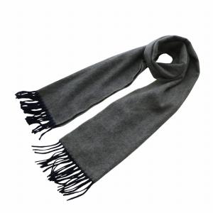 カシミヤ100% マフラー ストール フリンジ バイカラー グレー 紺