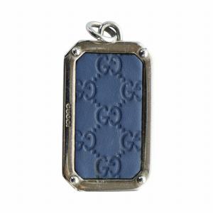 ネックレス トップのみ アクセサリー ペンダント ロゴ GG柄 レザー シルバー色 GY17 /MQ OH