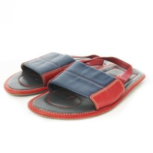 レザーサンダル 革 バックストラップ バイカラー 7.5 25.5cm 赤 レッド /AO3 GY17