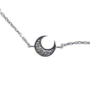 canal4℃ ブレスレット アクセサリー ラインストーン ムーン 月モチーフ ロゴ K10刻印 シルバー色 GY17