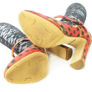 DOLCE&GABBANA ストラップパンプス レースソックス ハイヒール ラウンドトゥ ジャカード 花柄 ドット 大きいサイズ 38.5