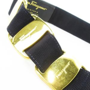 Salvatore Ferragamo ベルト ウエストマーク ナイロン VARA ヴァラ 四連 ゴールド金具 紺 ネイビー /CK25 GY17