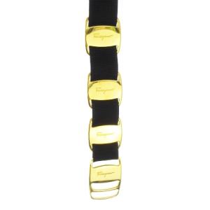 Salvatore Ferragamo ベルト ウエストマーク ナイロン VARA ヴァラ 四連 ゴールド金具 紺 ネイビー /CK25 GY17