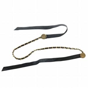 ベルト レザー チェーン リボン ココマーク 75/30 ブラック ゴールドカラー