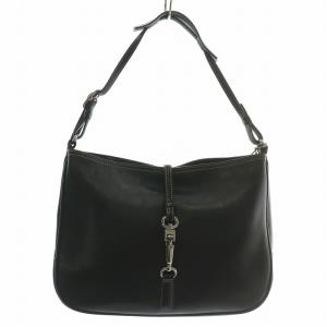 ハンドバッグ ワンショルダー レザー ロゴ シルバー金具 黒 ブラック 7751 /XZ