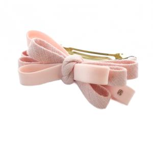 リボン バレッタ ヘアアクセサリー ロゴ ピンク GY18 /MQ