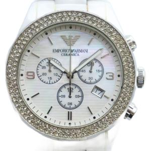 腕時計 ウォッチ クォーツ デイト カレンダー付き クロノグラフ ラウンド ラインストーン ロゴ 白 ホワイト