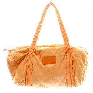 トートバッグ ハンドバッグ ナイロン レザー 皮革 パッチ キルティング ロゴ オレンジ 01-13-98-65