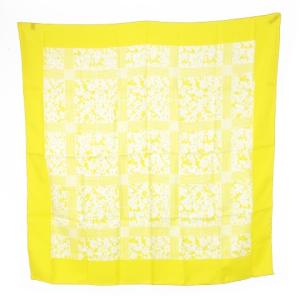 スカーフ スクエア 大判 シルク 絹 花柄 チェック ロゴ 黄 イエロー /CK29 GY18