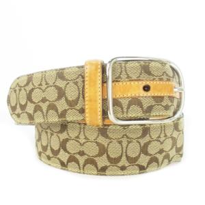 ベルト キャンバス レザー 革 シグネチャー S 茶 ブラウン ベージュ 8573 /CK24 GY18