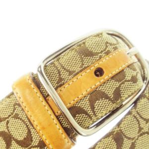 COACH ベルト キャンバス レザー 革 シグネチャー S 茶 ブラウン ベージュ 8573 /CK24 GY18
