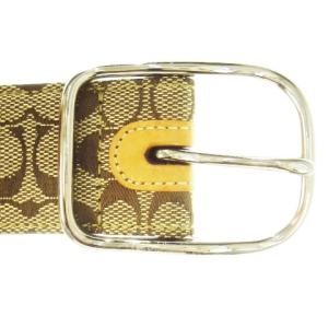 COACH ベルト キャンバス レザー 革 シグネチャー S 茶 ブラウン ベージュ 8573 /CK24 GY18